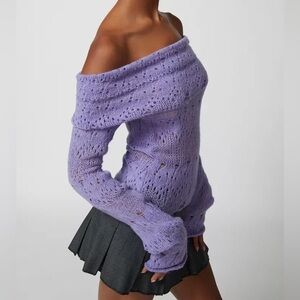 Urban outfitters purple distressed off shoulder knit sweater size small